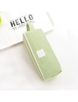 Canvas School Pencil Cases Solid Color Pen Zipper Bag Student Pouch Large Capacity Box Office Stationary Supplies