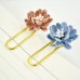 China Wind Bookmark Flower Metal Plating Clip 4pcs