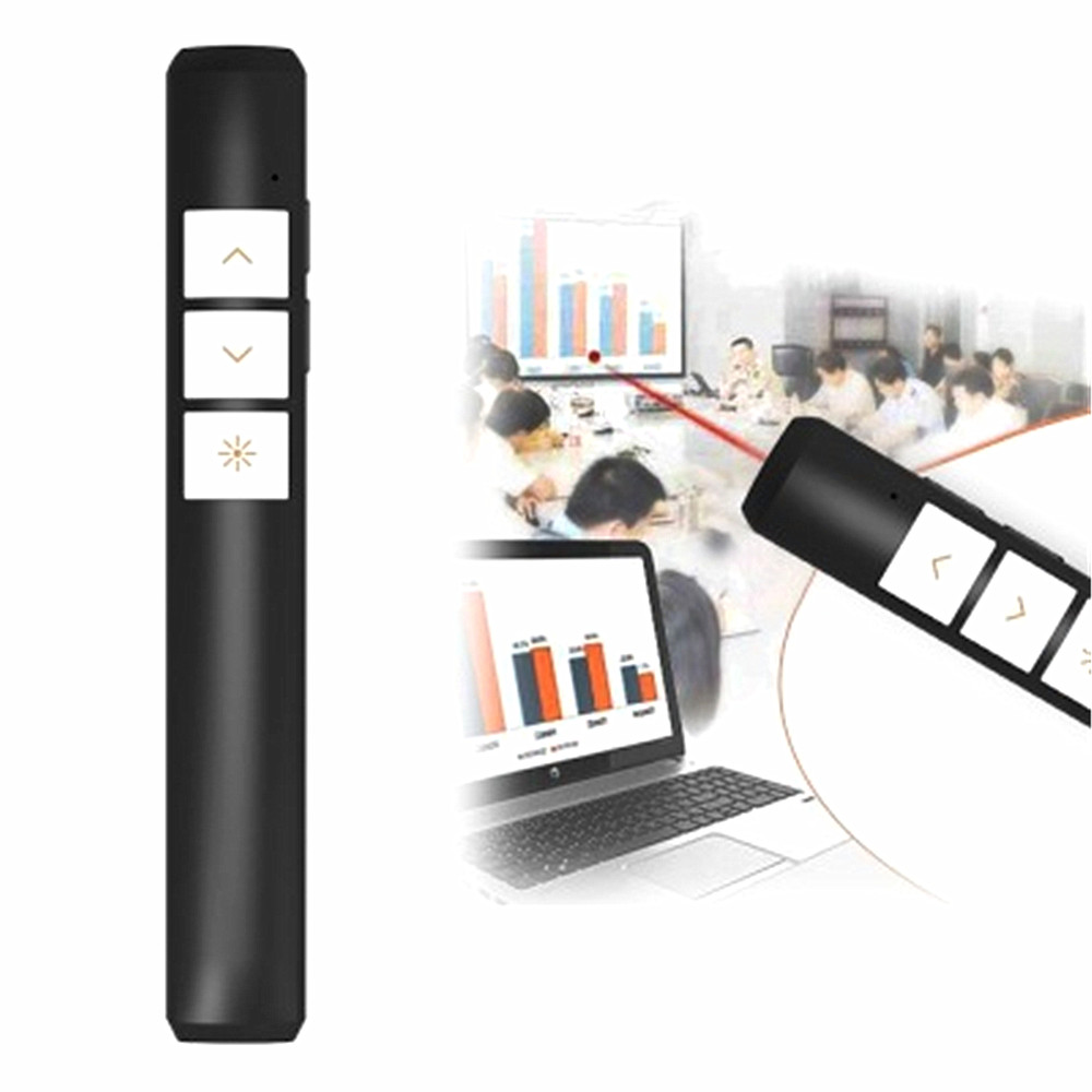 PPT General Projector Remote Wireless Demonstrator Light Charging Flip Pen - Black