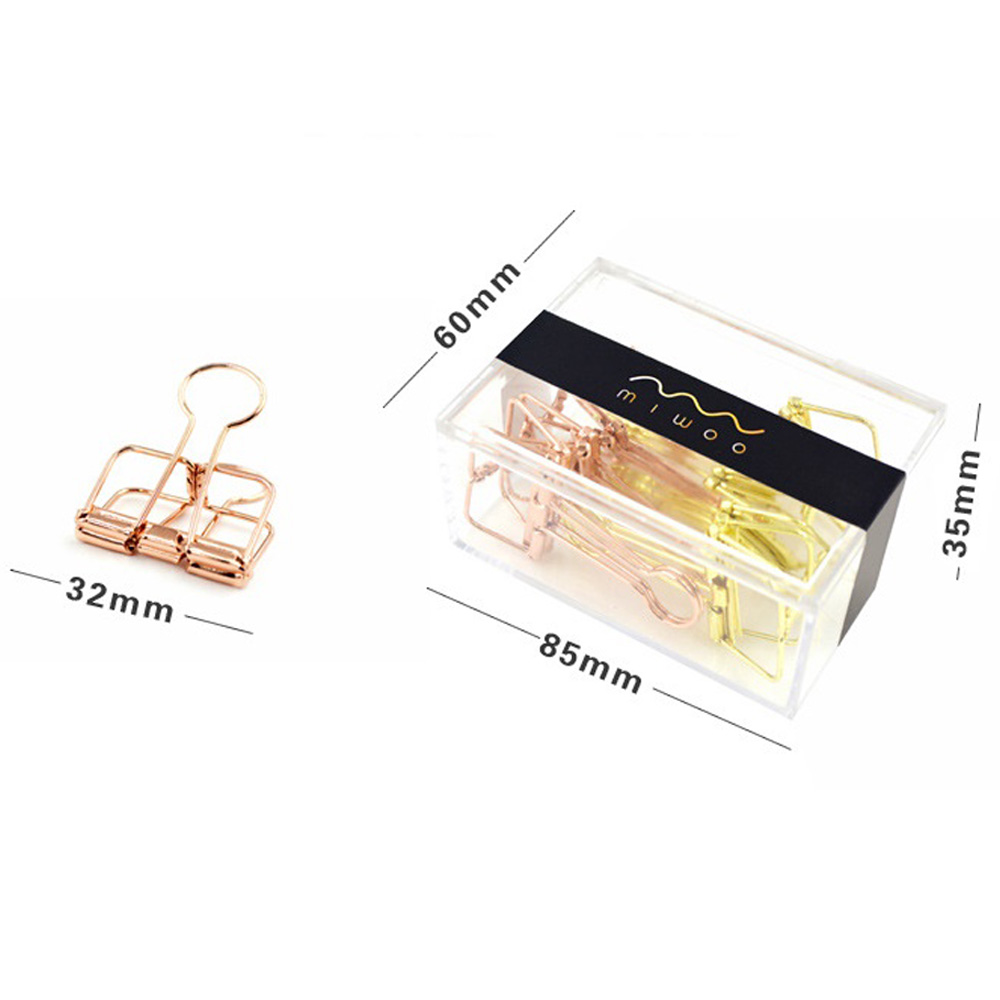 Metal Plating Wire Binder Clip Office Supplier School Accessories Hollow Out Paper Organizer 10pcs / Pack- Copper