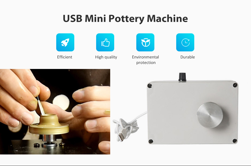 LPJ-1-E350 Aluminum Alloy Pottery Machine USB Mini Drawing Machine - White