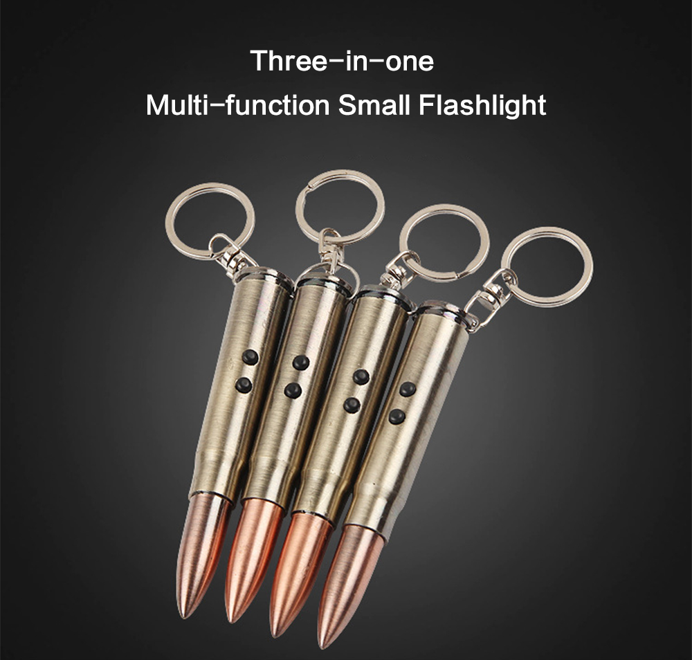 Bullet Keychain LED Laser Flashlight Infrared Portable with Ballpoint Pen 1PC - Sand