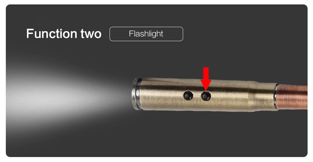 Bullet Keychain LED Laser Flashlight Infrared Portable with Ballpoint Pen 1PC - Sand