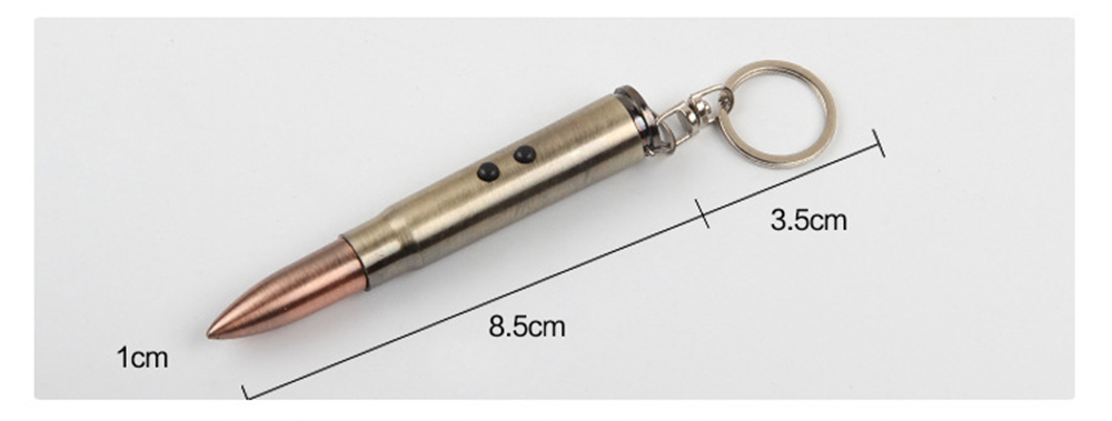 Bullet Keychain LED Laser Flashlight Infrared Portable with Ballpoint Pen 1PC - Sand