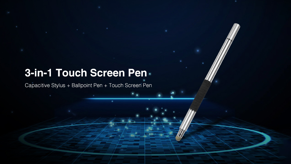 AT - 16 3-in-1 Phone Tablet Touch Screen Capacitance Pen Hand Writing Ballpoint - Black