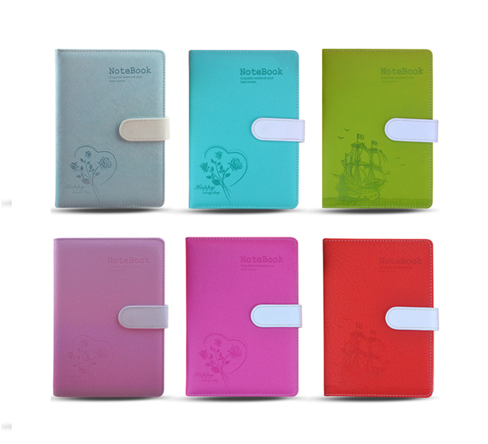 Leather Cover Business Magnetic Snap Colorful Notebook- Colormix